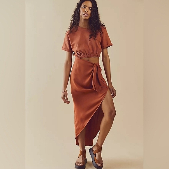 FREE PEOPLE Rae Maxi Dress In Siena Sz Medium - Picture 1 of 9